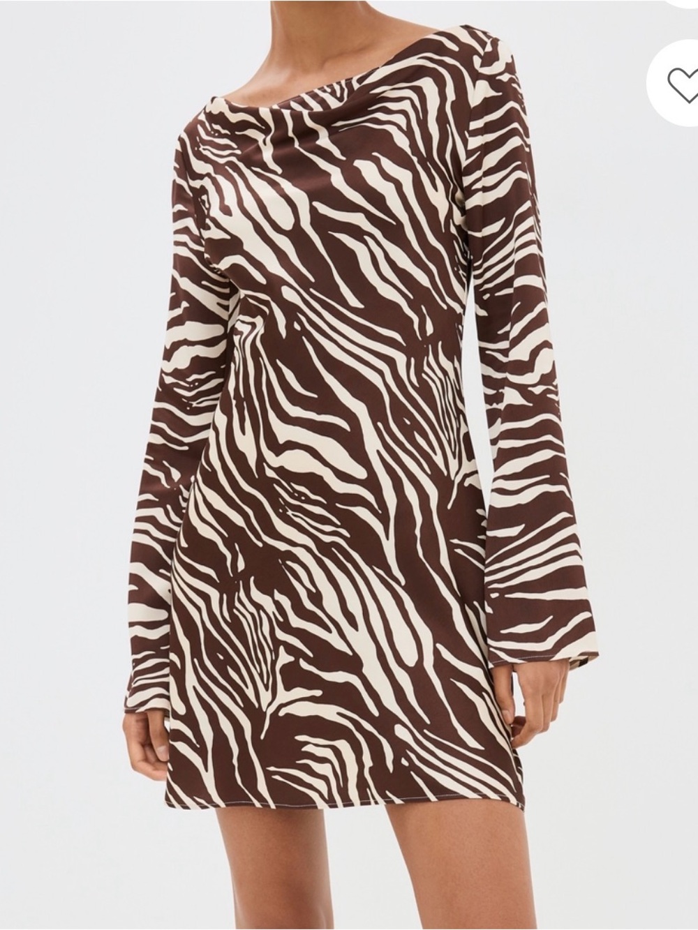 Reformation Brown and Cream Zebra-Print Long Sleeve Mini Dress
